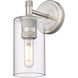 Crown Point Sconce Wall Light in Satin Nickel, Clear Glass