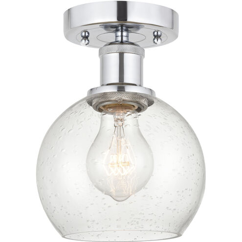 Edison Athens 1 Light 6 inch Brushed Satin Nickel Semi-Flush Mount Ceiling Light in Clear Glass