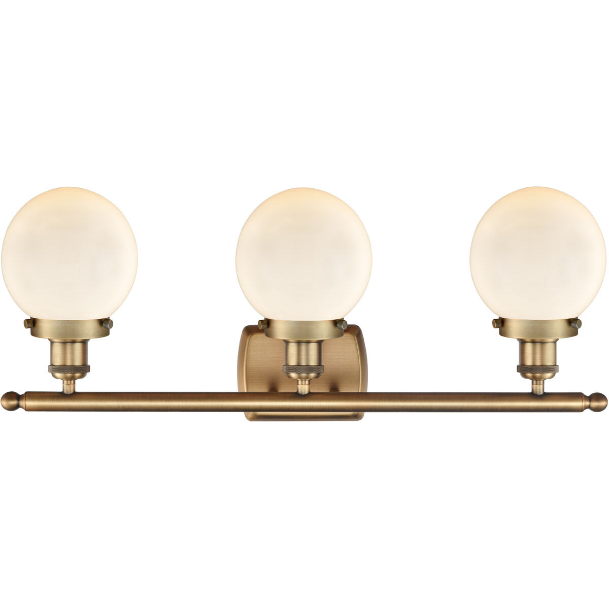 Ballston Beacon 3 Light 26 inch Brushed Brass Bath Vanity Light Wall Light in Matte White Glass