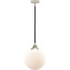 Nouveau 2 Beacon LED 10 inch Black Polished Nickel Mini Pendant Ceiling Light in Matte White