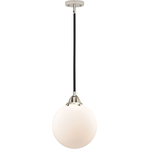 Nouveau 2 Beacon LED 10 inch Black Polished Nickel Mini Pendant Ceiling Light in Matte White