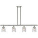 Ballston Small Bell 4 Light 48 inch Brushed Satin Nickel Island Light Ceiling Light in Seedy Glass, Ballston