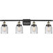 Ballston Small Bell 4 Light 36 inch Black Antique Brass Bath Vanity Light Wall Light in Seedy Glass