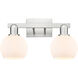 Arcadia Athens 2 Light 16.88 inch Brushed Satin Nickel Bath Vanity Light Wall Light in Matte White