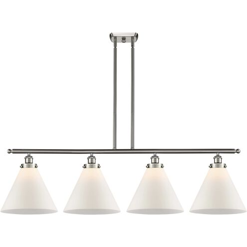 Ballston X-Large Cone LED 48 inch Brushed Satin Nickel Island Light Ceiling Light in Matte White Glass