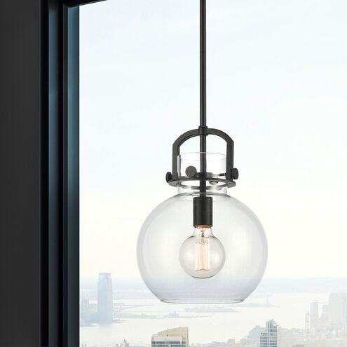 Newton Sphere 1 Light 10 inch Matte Black Mini Pendant Ceiling Light in Clear Glass