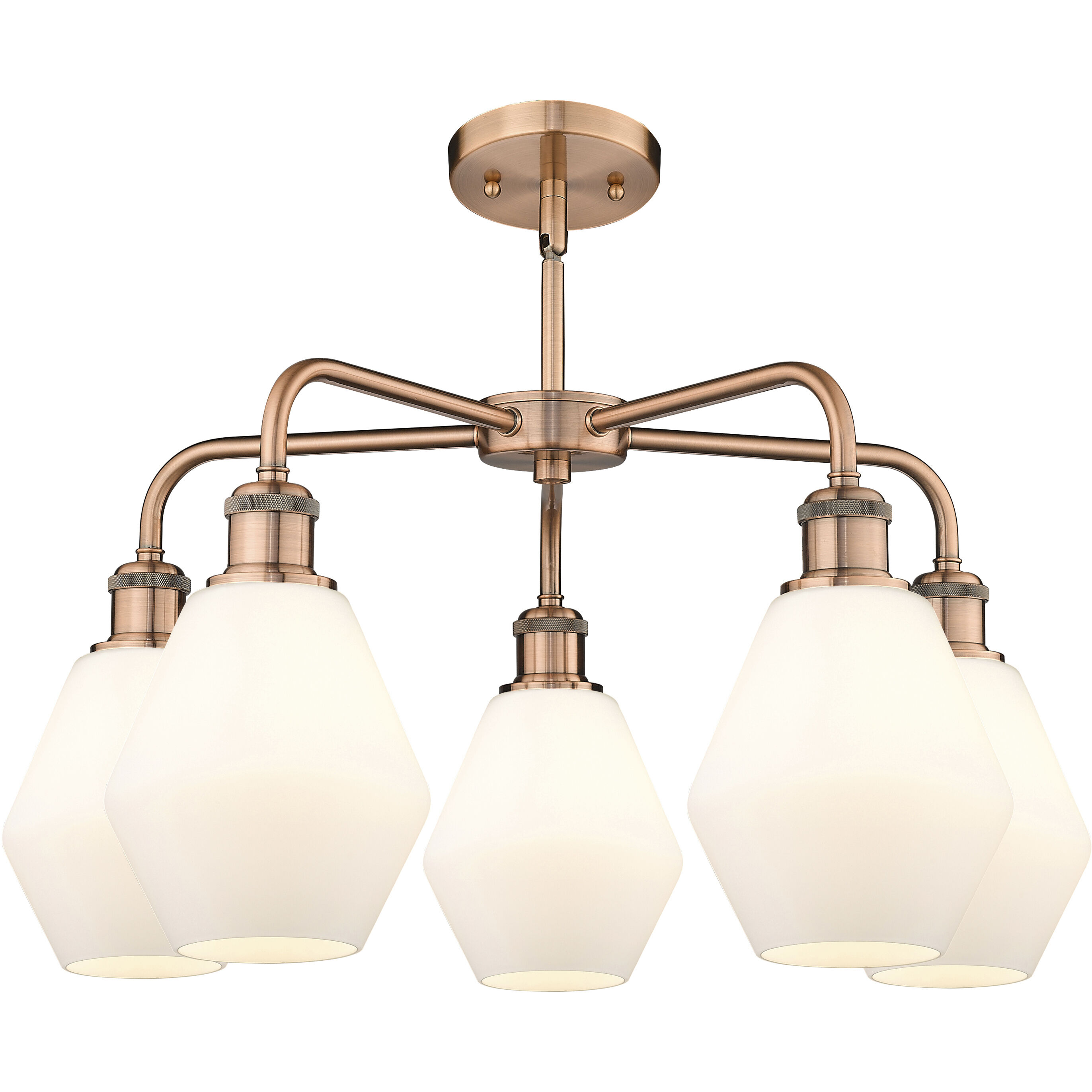 Cindyrella 5 Light 24 inch Antique Copper Chandelier Ceiling Light in Cased Matte White Glass