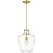 Lowell 1 Light 12 inch Satin Gold Mini Pendant Ceiling Light in Clear Glass