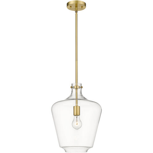 Lowell 1 Light 12 inch Satin Gold Mini Pendant Ceiling Light in Clear Glass