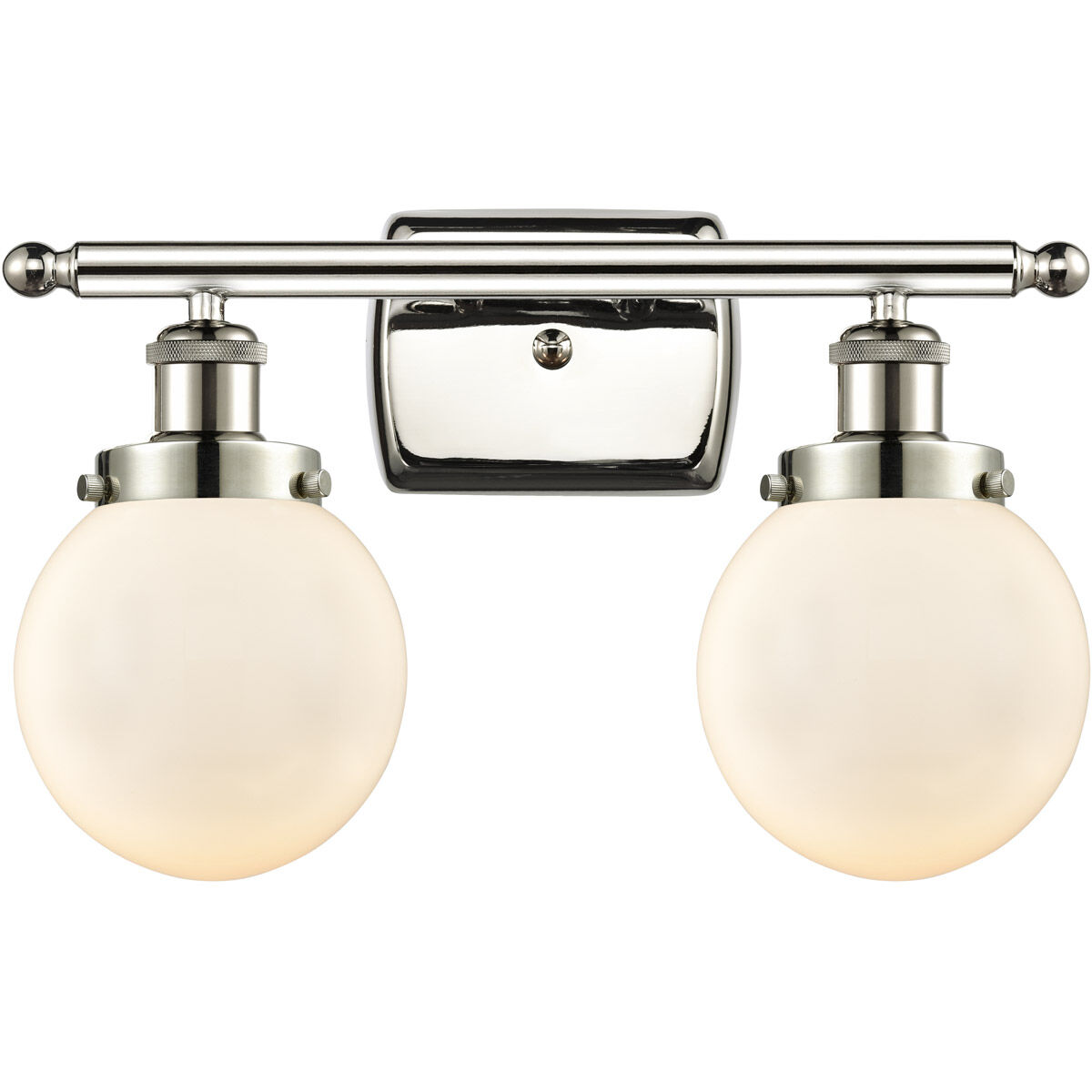 Ballston Beacon 2 Light 16 inch Polished Nickel Bath Vanity Light Wall Light in Matte White Glass