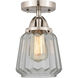 Nouveau 2 Chatham 1 Light 6 inch Brushed Satin Nickel Semi-Flush Mount Ceiling Light in Clear Glass