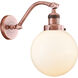 Franklin Restoration Large Beacon 1 Light 8 inch Antique Copper Sconce Wall Light in Matte White Glass, Franklin Restoration