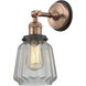 Chatham Sconce Wall Light in Clear Glass, Antique Copper/Matte Black