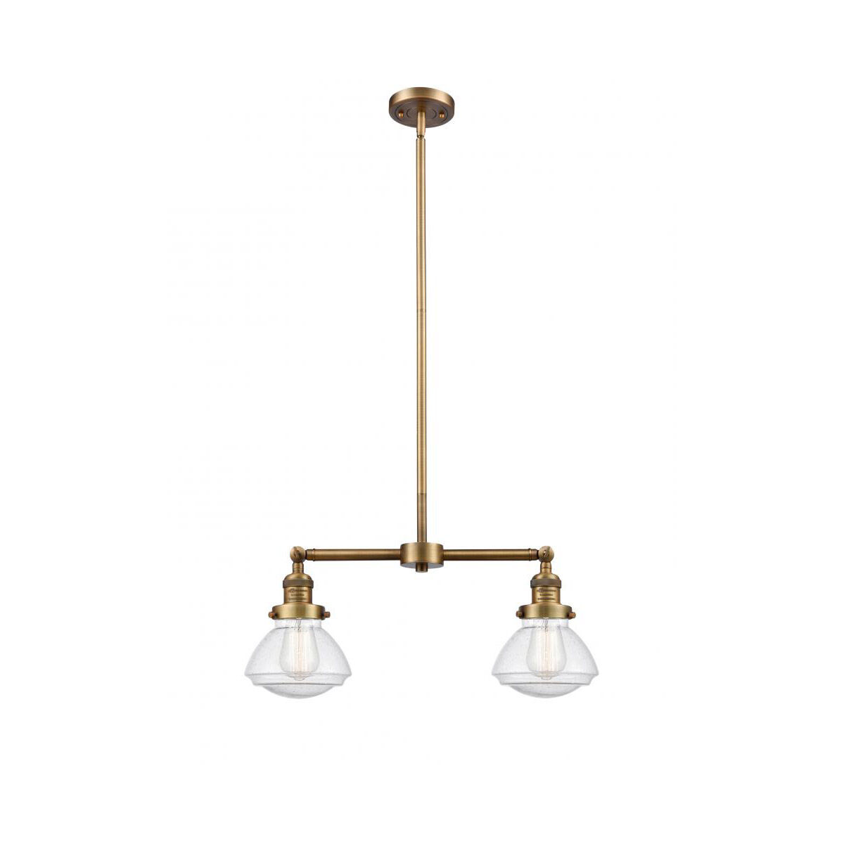 Franklin Restoration Olean 2 Light 22 inch Brushed Brass Island Light Ceiling Light in Seedy Glass, Franklin Restoration