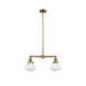 Franklin Restoration Olean 2 Light 22 inch Brushed Brass Island Light Ceiling Light in Seedy Glass, Franklin Restoration