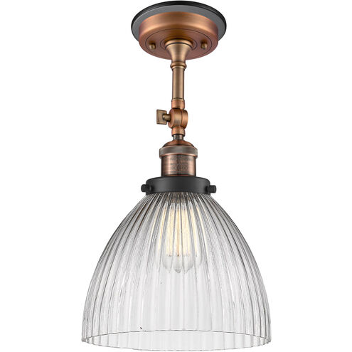 Franklin Restoration Seneca Falls 1 Light 9.5 inch Antique Copper/Matte Black Semi-Flush Mount Ceiling Light
