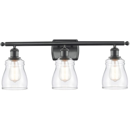 Ballston Ellery 3 Light 26 inch Matte Black Bath Vanity Light Wall Light in Clear Glass, Ballston