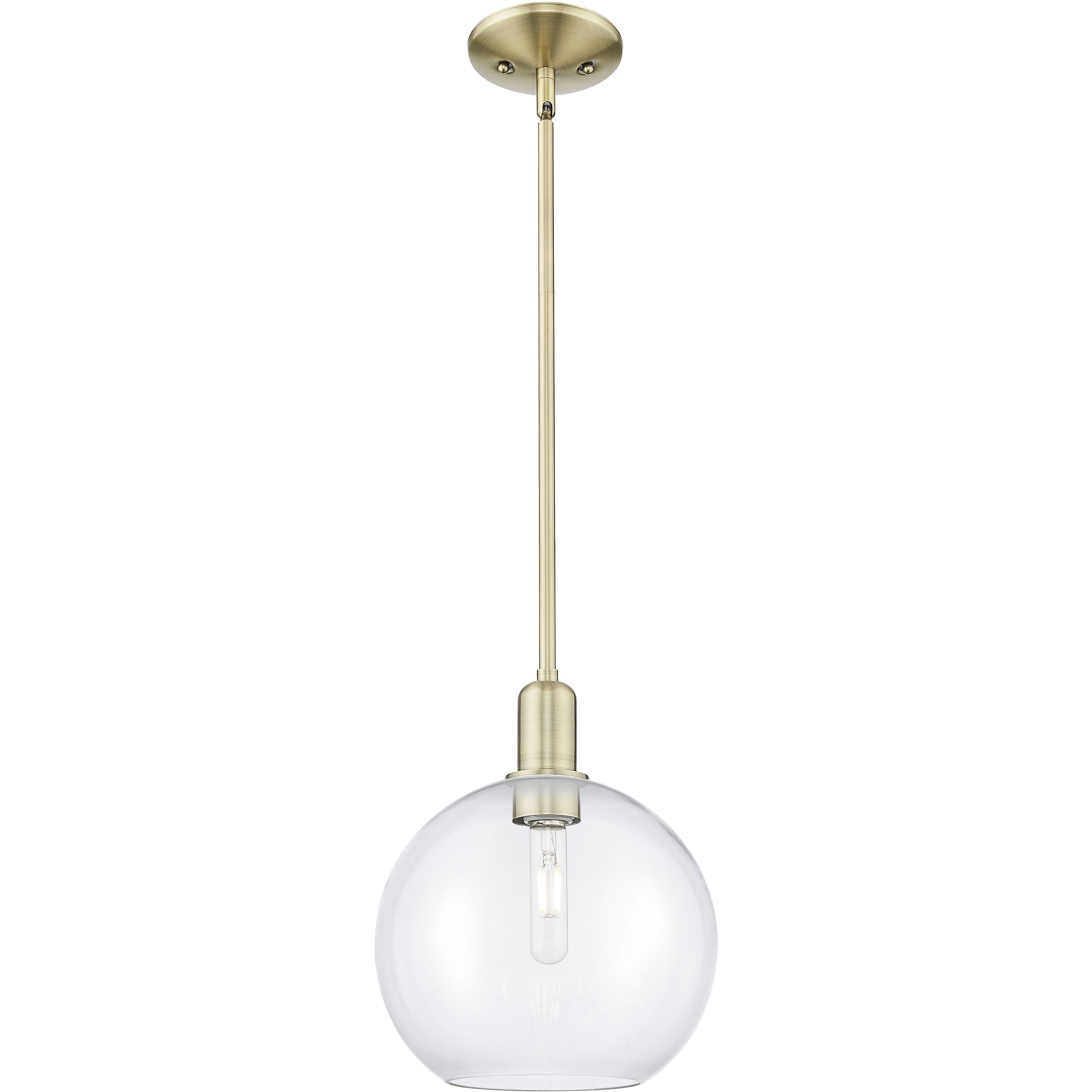 Arcadia Athens 1 Light 10 inch Antique Brass Mini Pendant Ceiling Light in Clear