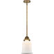 Nouveau 2 Canton 1 Light 6 inch Brushed Brass Mini Pendant Ceiling Light in Incandescent, Matte White