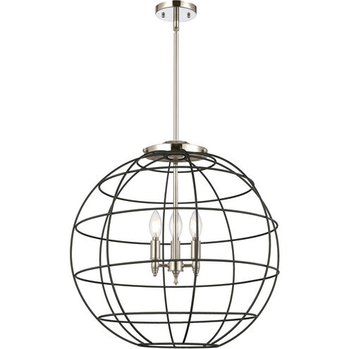 Lake Placid 3 Light 22 inch Polished Nickel and Matte Black Pendant Ceiling Light