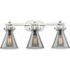 Newton Cone 3 Light 27 inch Satin Nickel Bath Vanity Light Wall Light in Plated Smoke Glass