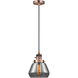 Franklin Restoration Fulton LED 7 inch Antique Copper Mini Pendant Ceiling Light in Light Smoke Glass