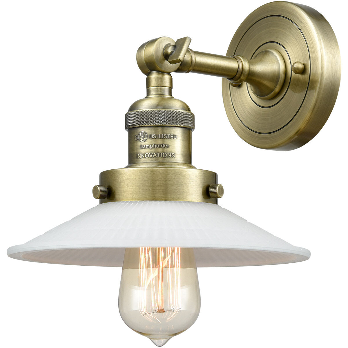 Franklin Restoration Halophane 1 Light 9 inch Antique Brass Semi-Flush Mount Ceiling Light in Incandescent, Matte White Halophane Glass, Franklin Restoration