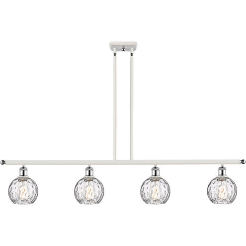 Ballston Athens Water Glass 4 Light 46 inch White and Polished Chrome Island Light Ceiling Light