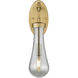 Downtown Urban Owego Armed Sconce Wall Light in Brushed Brass, Light Smoke Glass