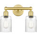 Hadley 2 Light 13.5 inch Satin Gold and Clear Bath Vanity Light Wall Light