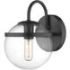 Auralume Sands LED 7 inch Matte Black and Clear Bath Vanity Light Wall Light