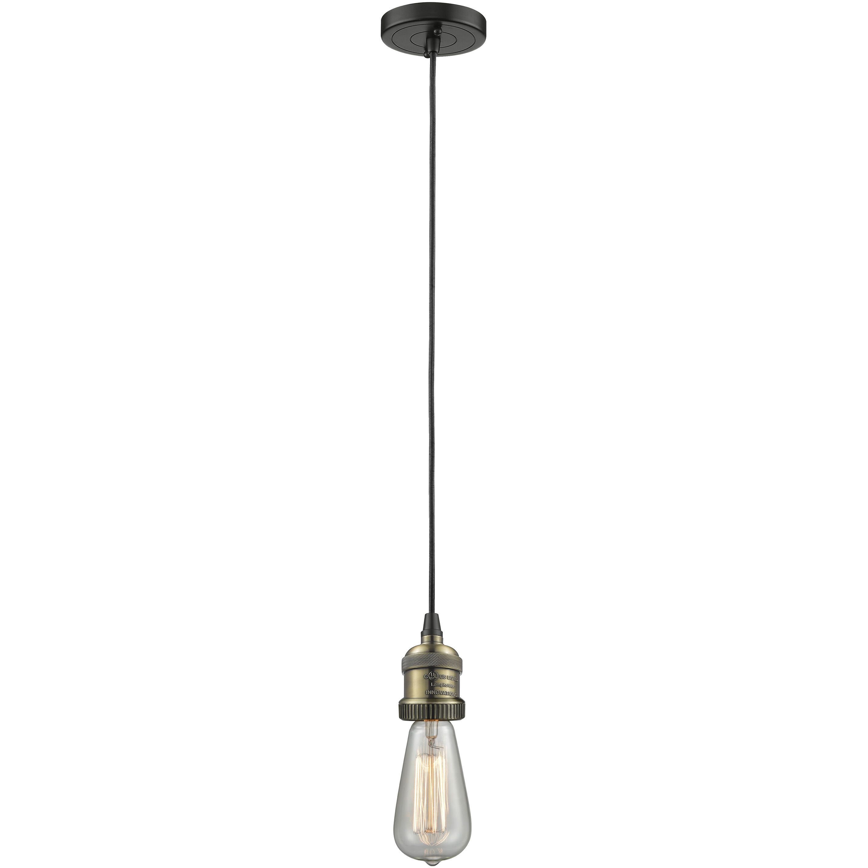 Franklin Restoration Bell Cage LED 6 inch Black Antique Brass Mini Pendant Ceiling Light in Silver Plated Mercury, Franklin Restoration