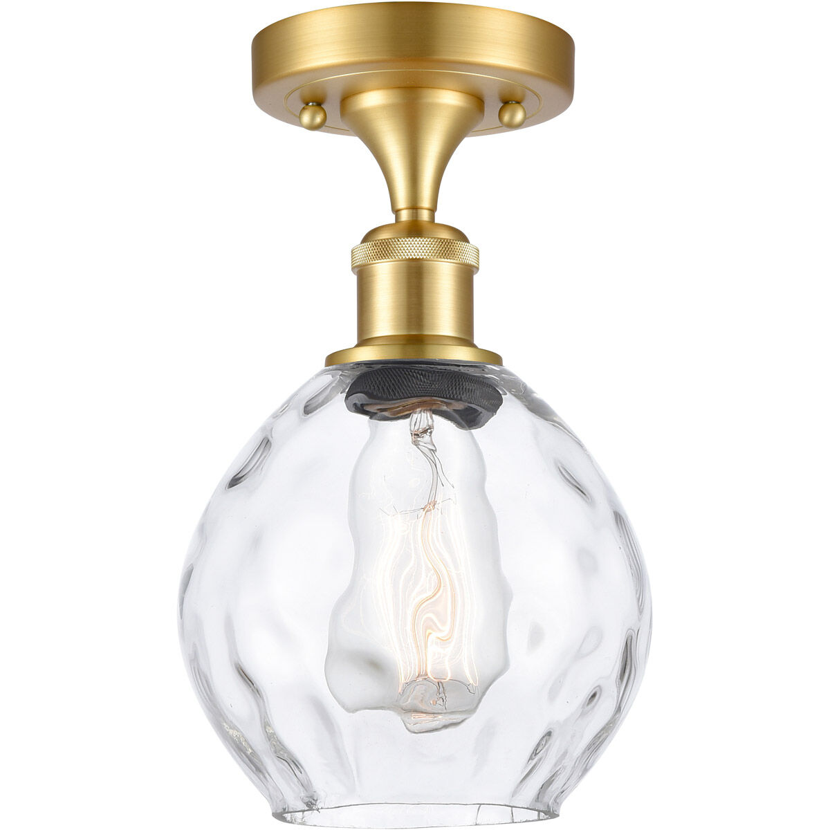 Ballston Small Waverly 1 Light 6 inch Satin Gold Semi-Flush Mount Ceiling Light, Ballston