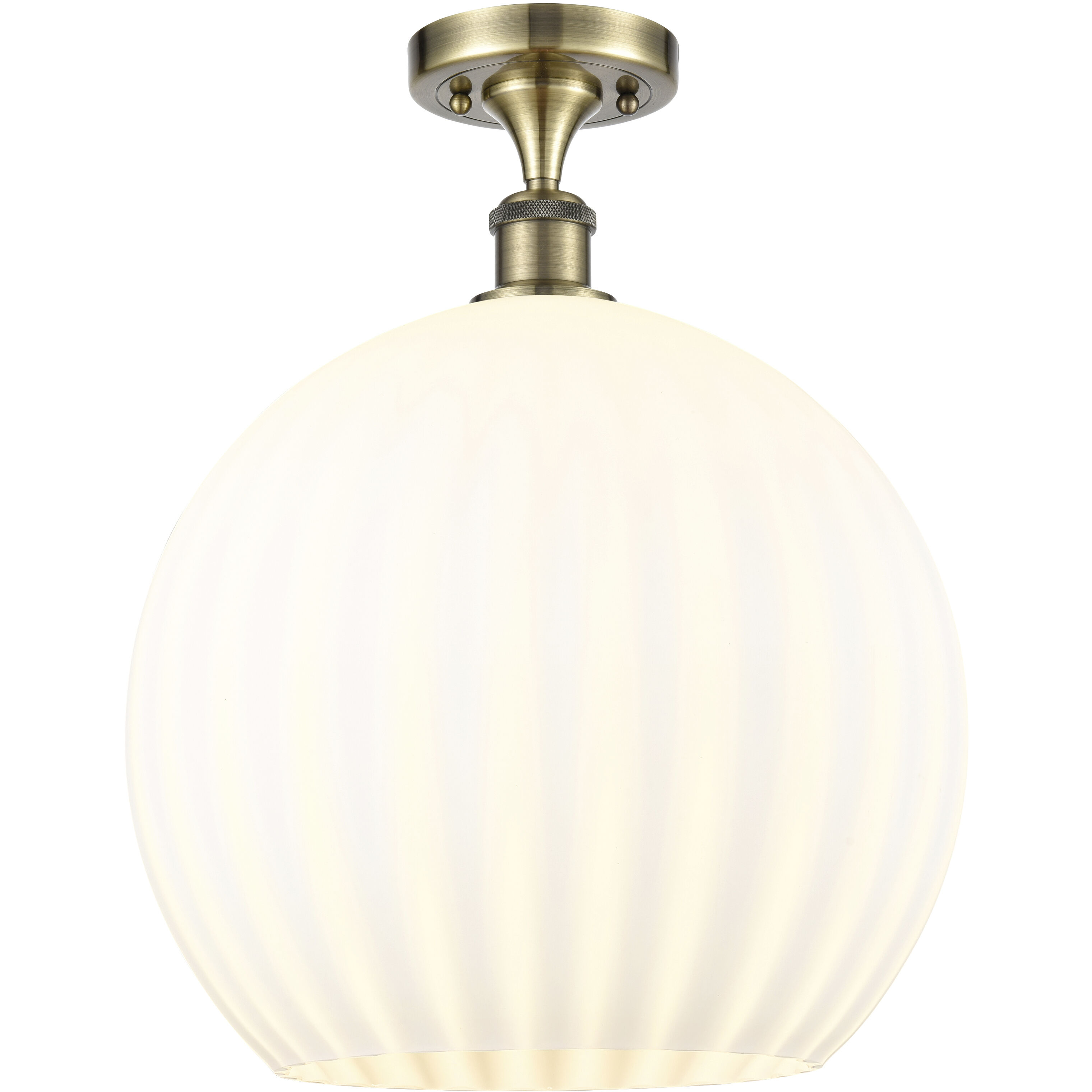 Ballston White Venetian 1 Light 13.75 inch Antique Brass Semi-Flush Mount Ceiling Light