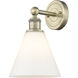 Berkshire Sconce Wall Light in Antique Brass, Matte White