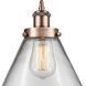 Ballston X-Large Cone LED 8 inch Antique Copper Mini Pendant Ceiling Light in Clear Glass, Black Textured