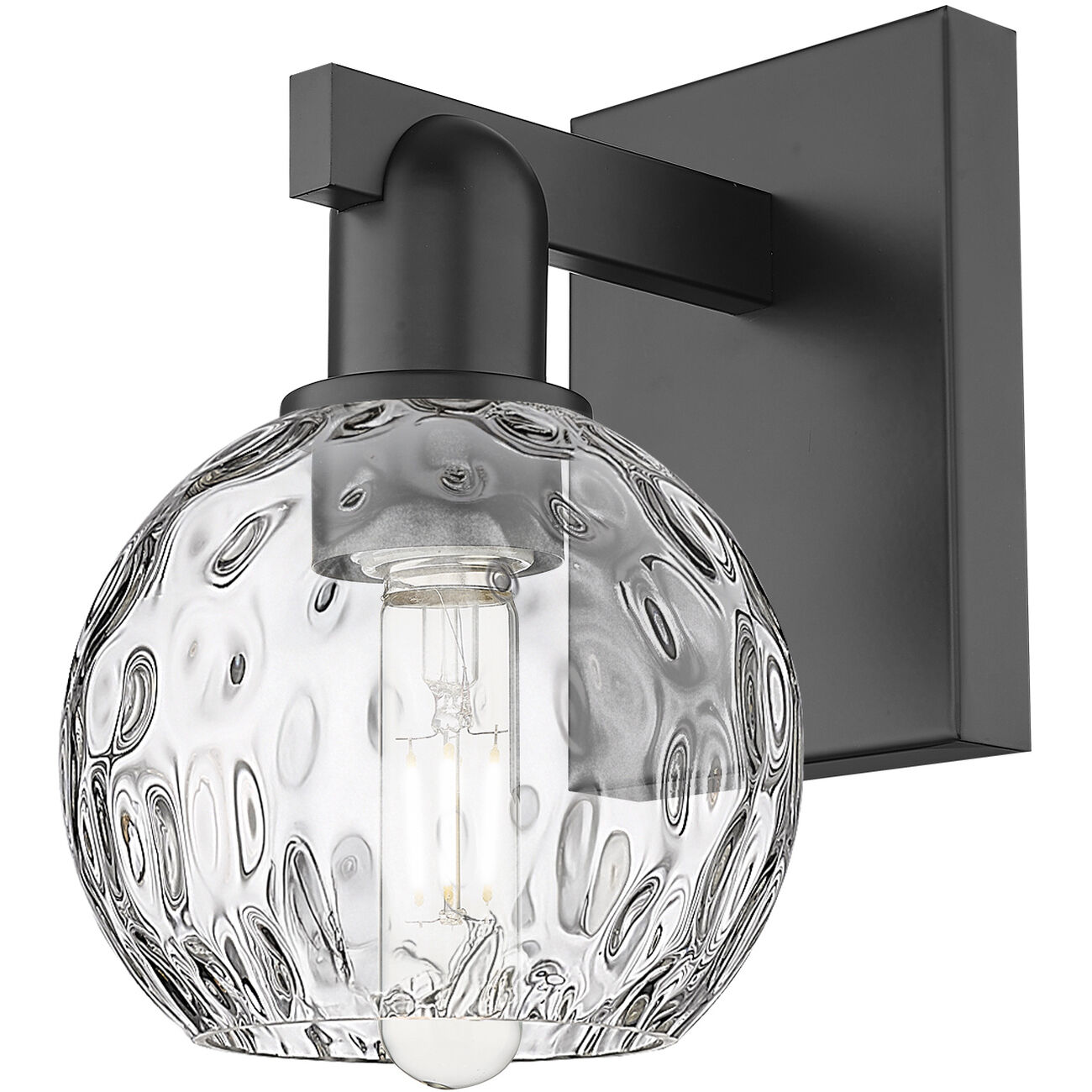 Arcadia Athens Water Glass Armed Sconce Wall Light in Matte Black