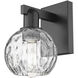 Arcadia Athens Water Glass Armed Sconce Wall Light in Matte Black
