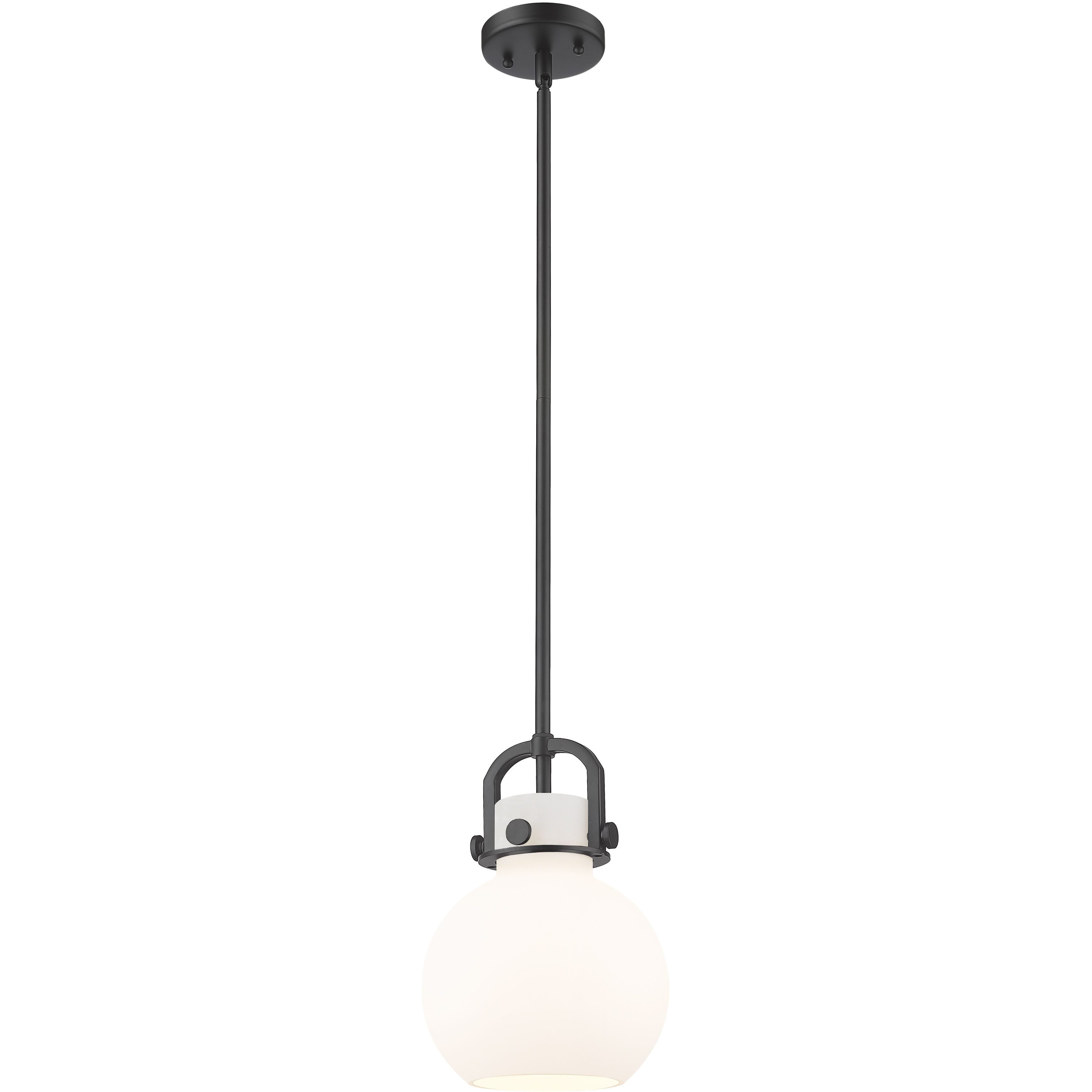Newton Sphere 1 Light 8 inch Matte Black Mini Pendant Ceiling Light in Matte White Glass