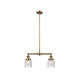 Franklin Restoration Small Bell LED 21 inch Brushed Brass Chandelier Ceiling Light in Seedy Glass, Franklin Restoration