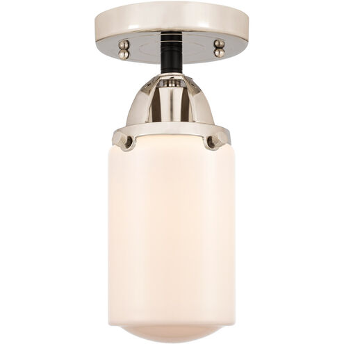 Nouveau 2 Dover LED 5 inch Black Polished Nickel Semi-Flush Mount Ceiling Light in Matte White Glass