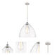 Ballston Dome 1 Light 16 inch White and Polished Chrome Pendant Ceiling Light in Seedy Glass