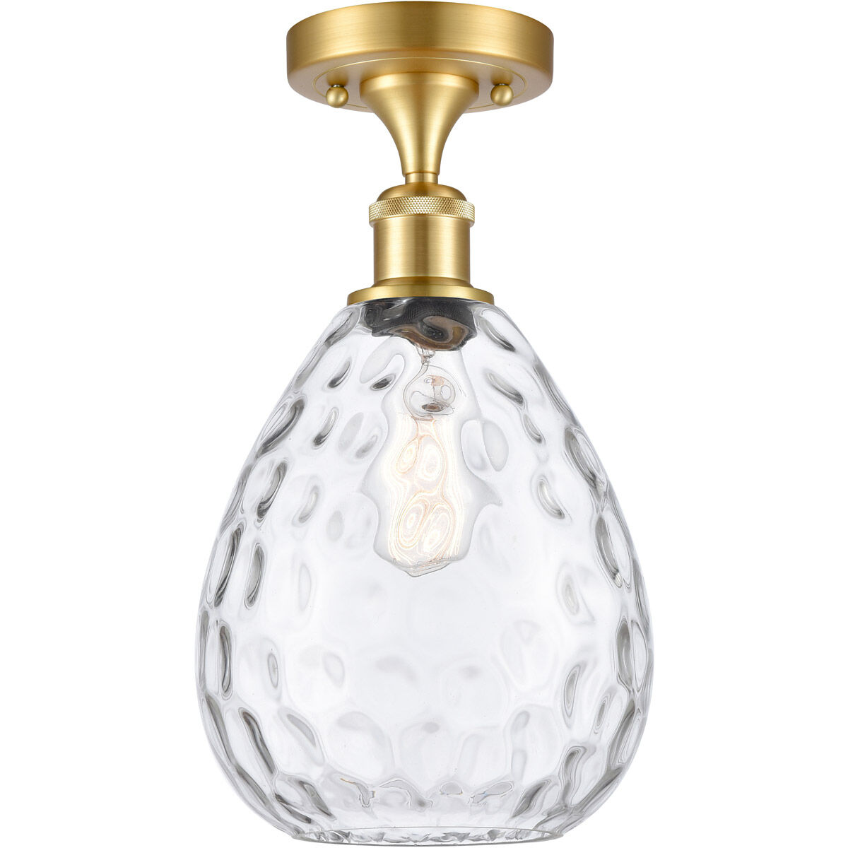 Ballston Large Waverly 1 Light 8 inch Satin Gold Semi-Flush Mount Ceiling Light, Ballston