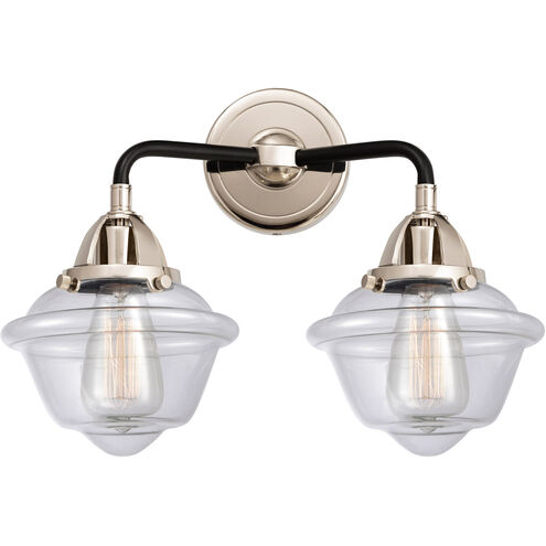Nouveau 2 Small Oxford LED 15.5 inch Black Polished Nickel Bath Vanity Light Wall Light in Clear Glass