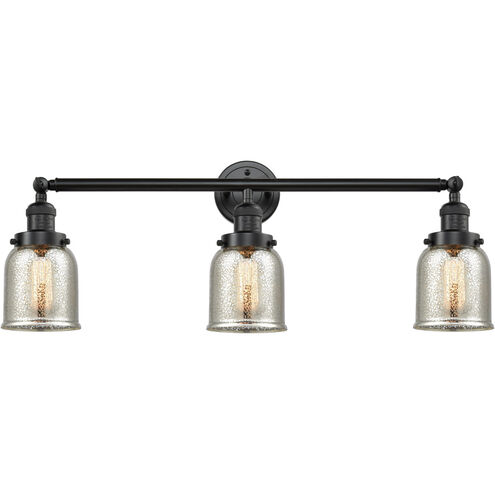Franklin Restoration Small Bell 3 Light 30 inch Oil Rubbed Bronze Bath Vanity Light Wall Light in Silver Plated Mercury Glass, Franklin Restoration