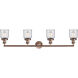 Franklin Restoration Small Bell 4 Light 42 inch Antique Copper Bath Vanity Light Wall Light in Clear Glass, Franklin Restoration