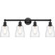 Edison Ellery 4 Light 32 inch Matte Black Bath Vanity Light Wall Light in Clear Glass