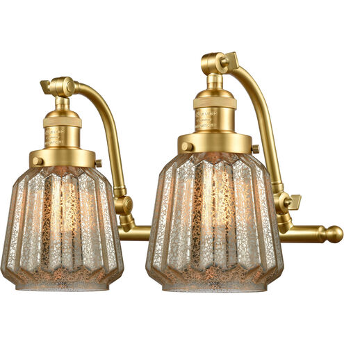 Franklin Restoration Chatham LED 18 inch Satin Gold Bath Vanity Light Wall Light in Mercury Glass, Franklin Restoration
