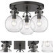 Newton Sphere 3 Light 19.63 inch Matte Black Flush Mount Ceiling Light in Clear Glass