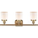 Ballston Small Bell 3 Light 26 inch Brushed Brass Bath Vanity Light Wall Light in Matte White Glass